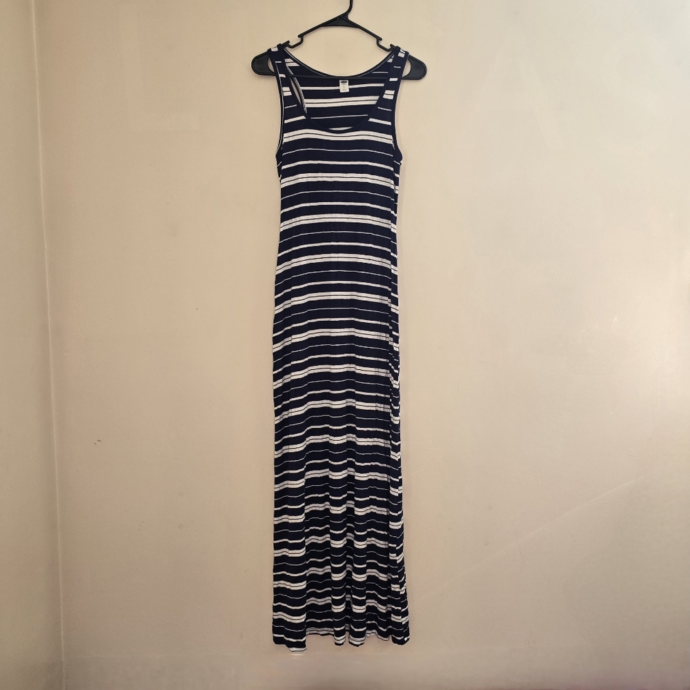 Old Navy Women's Small Blue and White Stipe Maxi Dress